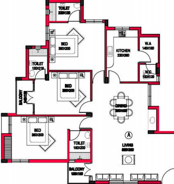 Express Campus Residency (3BHK+3T (1,331 sq ft) 1331 sq ft)