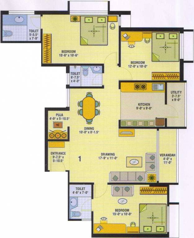 Yesh Golden Heights (3BHK+3T (1,450 sq ft) 1450 sq ft) Yesh Golden Heights (3BHK+3T (1,450 sq ft) 1450 sq ft)