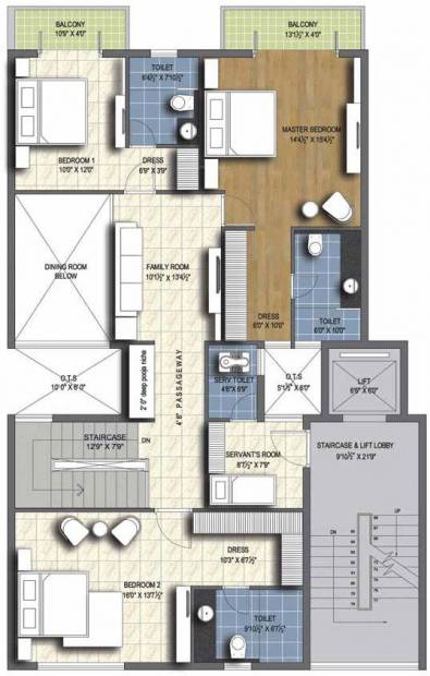 Unitech Resorts (4BHK+5T (3,735 sq ft)   Servant Room 3735 sq ft)