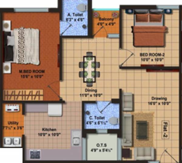  Prestancia (2BHK+2T (1,020 sq ft) 1020 sq ft)