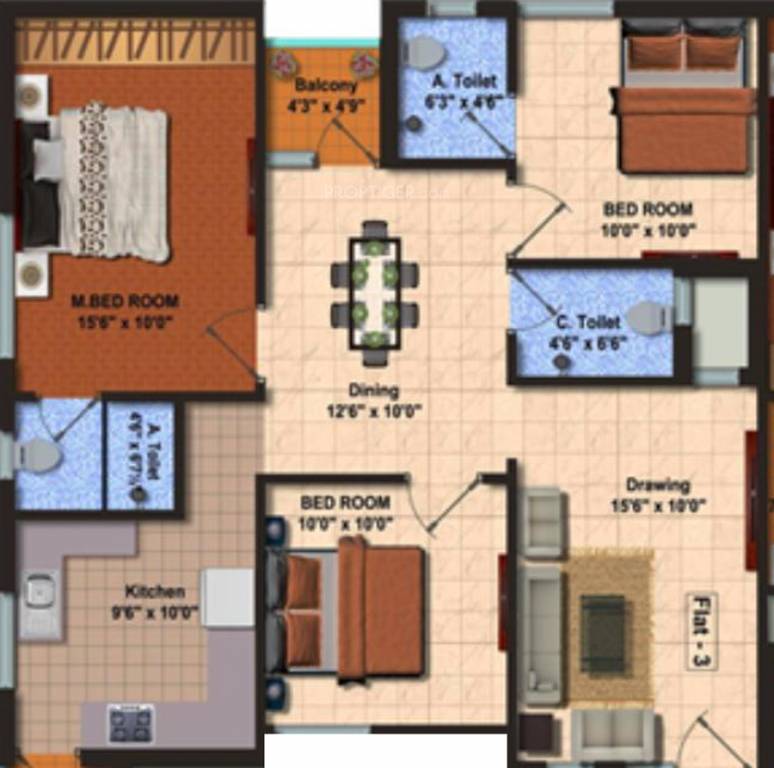 Prestancia (3BHK+3T (1,252 sq ft) 1252 sq ft) Prestancia (3BHK+3T (1,252 sq ft) 1252 sq ft)