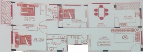 Prime Lake Front (3BHK+3T (1,365 sq ft) 1365 sq ft)