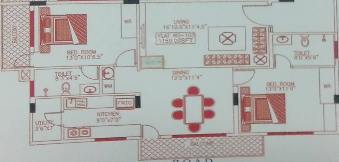 Prime Lake Front (2BHK+2T (1,150 sq ft) 1150 sq ft)