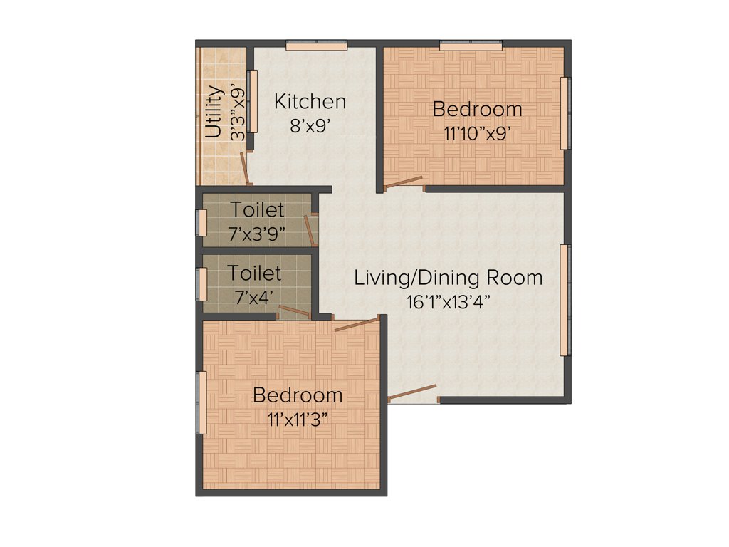 EGB Builders Vasantham 2BHK+2T (920 sq ft)