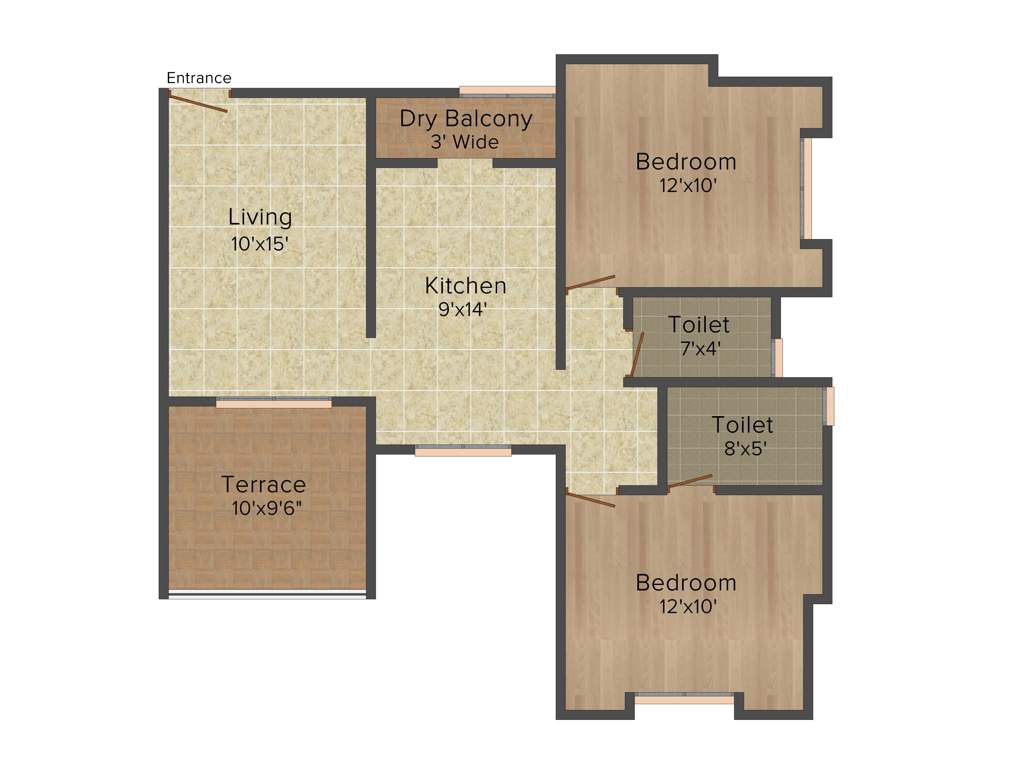 Ujwal Corona (2BHK+2T (1,011 sq ft) 1011 sq ft)