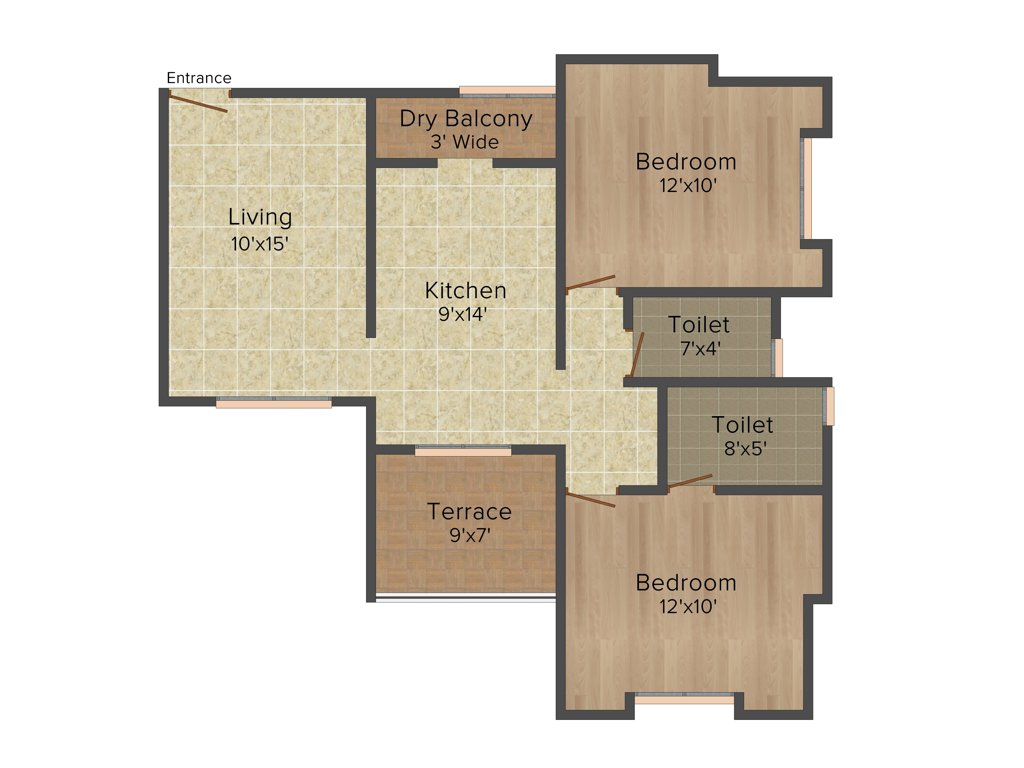 Ujwal Corona (2BHK+2T (970 sq ft) 970 sq ft)