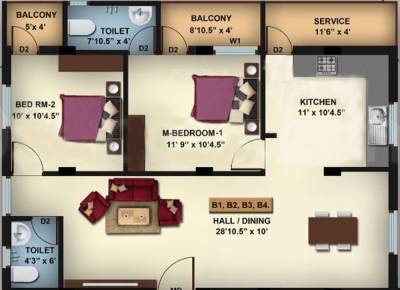 Creative Ever Green Castle (2BHK+2T (1,090 sq ft) 1090 sq ft)