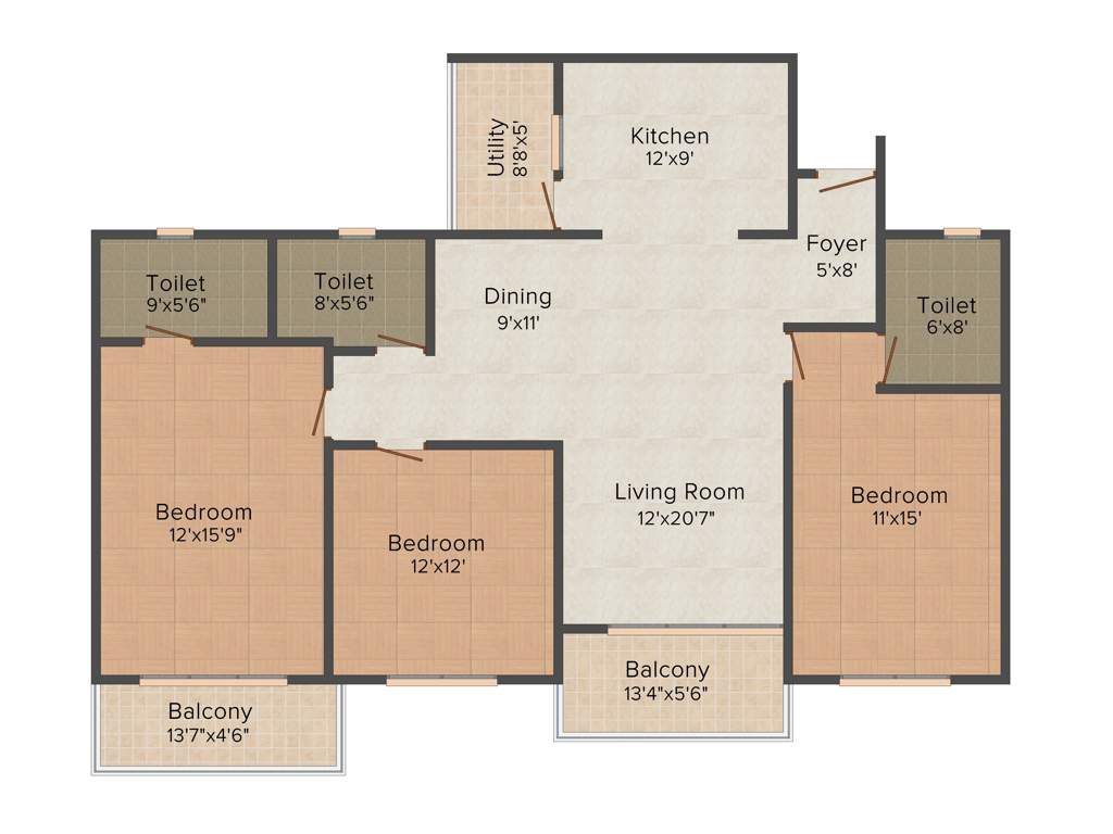 Sankalp Luxuria (3BHK+3T (1,825 sq ft) 1825 sq ft)