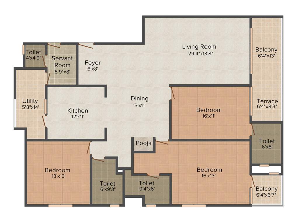 Sankalp Luxuria (3BHK+3T (2,362 sq ft) + Servant Room 2362 sq ft)