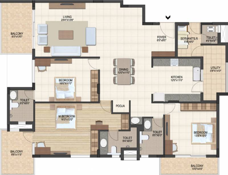 Sankalp Luxuria (3BHK+3T (2,566 sq ft) + Servant Room 2566 sq ft)