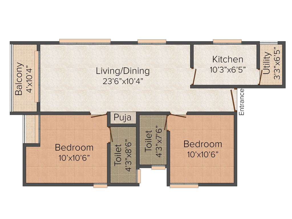 Rahul Lakshmi 2BHK+2T (980 sq ft)