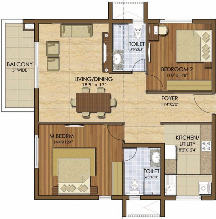 Prestige Ivy League (2BHK+2T (1,346 sq ft) 1346 sq ft)