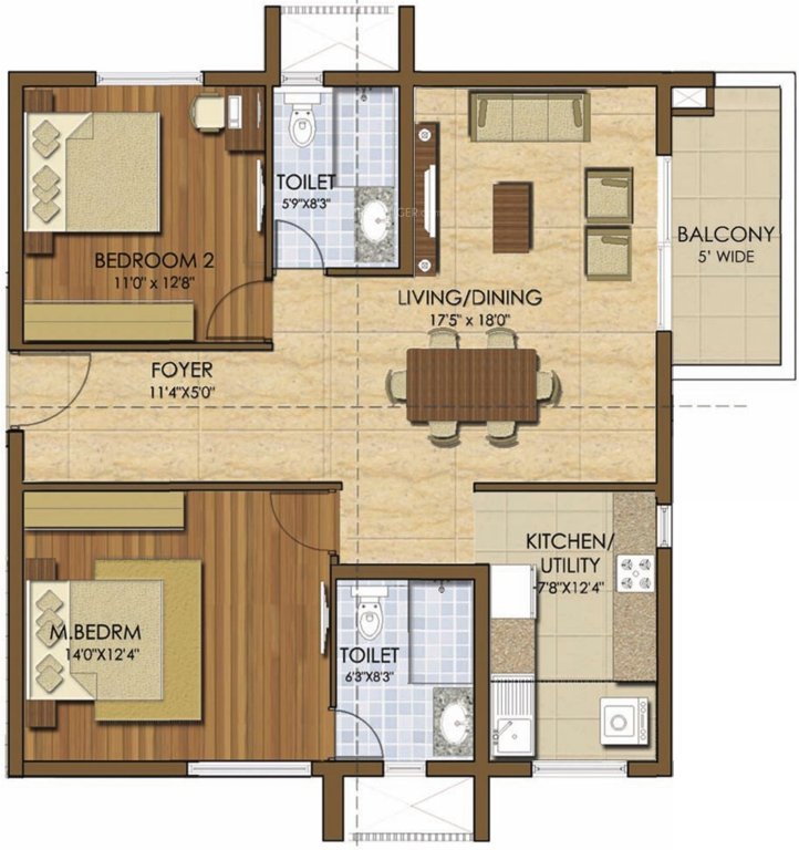 Prestige Ivy League (2BHK+2T (1,334 sq ft) 1334 sq ft)
