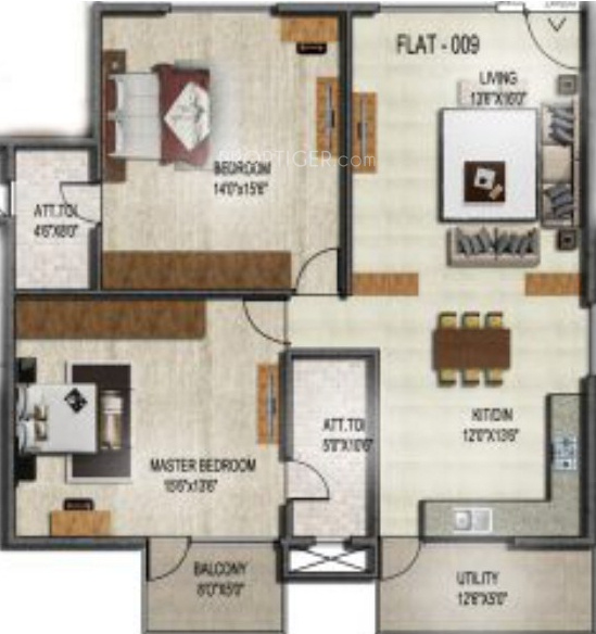 Unique Concord (2BHK+2T (1,303 sq ft) 1303 sq ft)