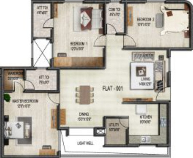 Unique Concord (3BHK+3T (1,501 sq ft) 1501 sq ft)