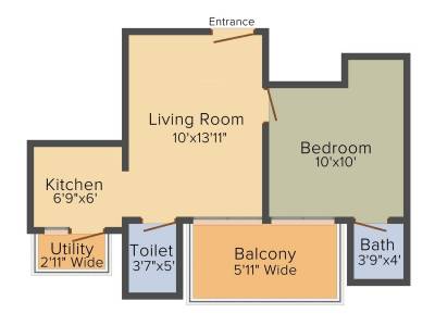 Supertech Azalia (1BHK+2T (600 sq ft) 600 sq ft)