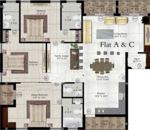 Bhoomi and Buildings Jasmine Court (3BHK+4T (1,670 sq ft) 1670 sq ft)