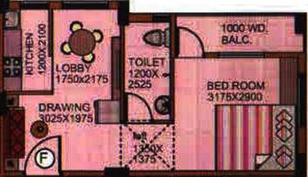 Satyam Engineers and Developers Tower Floor Plan (1BHK+1T (459 sq ft) 459 sq ft)