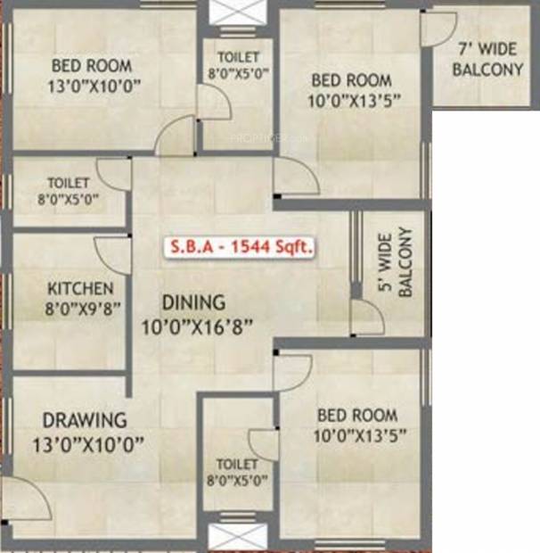 Essen Raj Manohar Residency (3BHK+3T (1,544 sq ft) 1544 sq ft)