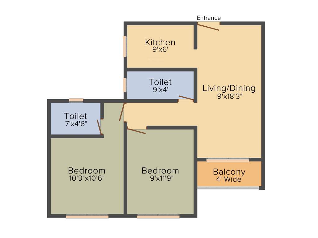 Anurag Tower (2BHK+2T (893 sq ft) 893 sq ft)