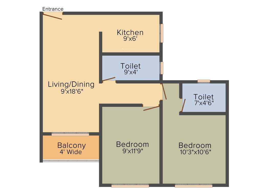 Anurag Tower (2BHK+2T (904 sq ft) 904 sq ft)