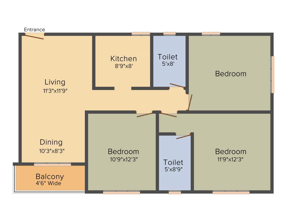 Anurag Tower (3BHK+2T (1,383 sq ft) 1383 sq ft)