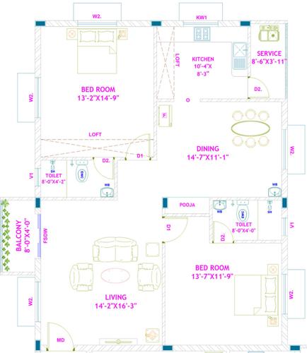 Subiksha RAS Subiksha Mascot (2BHK+2T (1,296 sq ft) + Pooja Room 1296 sq ft) Subiksha RAS Subiksha Mascot (2BHK+2T (1,296 sq ft) + Pooja Room 1296 sq ft)