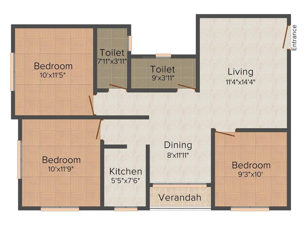 Rajwada Lake Bliss (3BHK+1T (1,185 sq ft) 1185 sq ft)