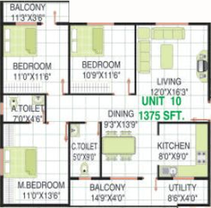 Siri Sbm Residency (3BHK+2T (1,375 sq ft) 1375 sq ft) Siri Sbm Residency (3BHK+2T (1,375 sq ft) 1375 sq ft)