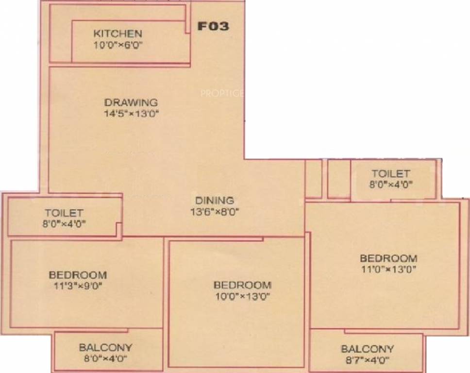 Nabaudyog Real Estate Pvt Ltd Sundaram (3BHK+2T (1,232 sq ft) 1232 sq ft)