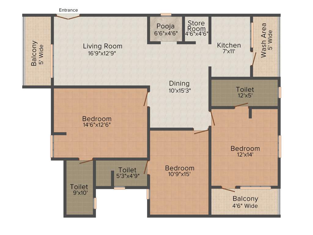 Keystone Lead Grandeur (3BHK+3T (1,875 sq ft) 1875 sq ft)