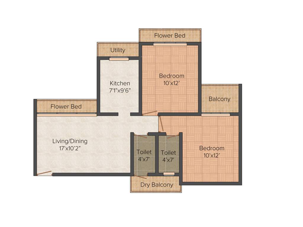 Yushan Realty Ventures Maple Carniva 2BHK+2T (1,091 sq ft)