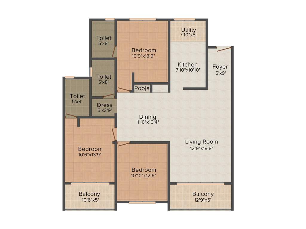 Sankalp Central Park (3BHK+3T (1,656 sq ft) 1656 sq ft)