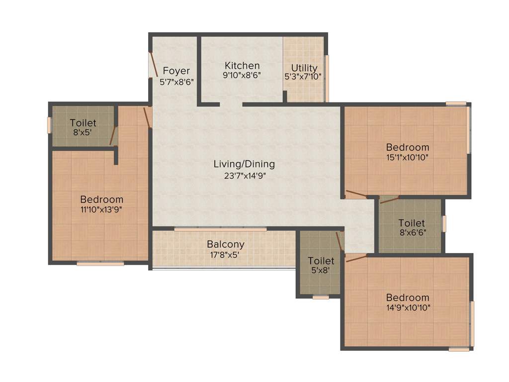 Sankalp Central Park (3BHK+3T (1,733 sq ft) 1733 sq ft)