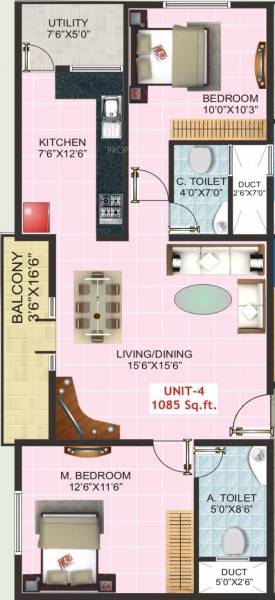 Shivaganga Eshaan (2BHK+2T (1,085 sq ft) 1085 sq ft)