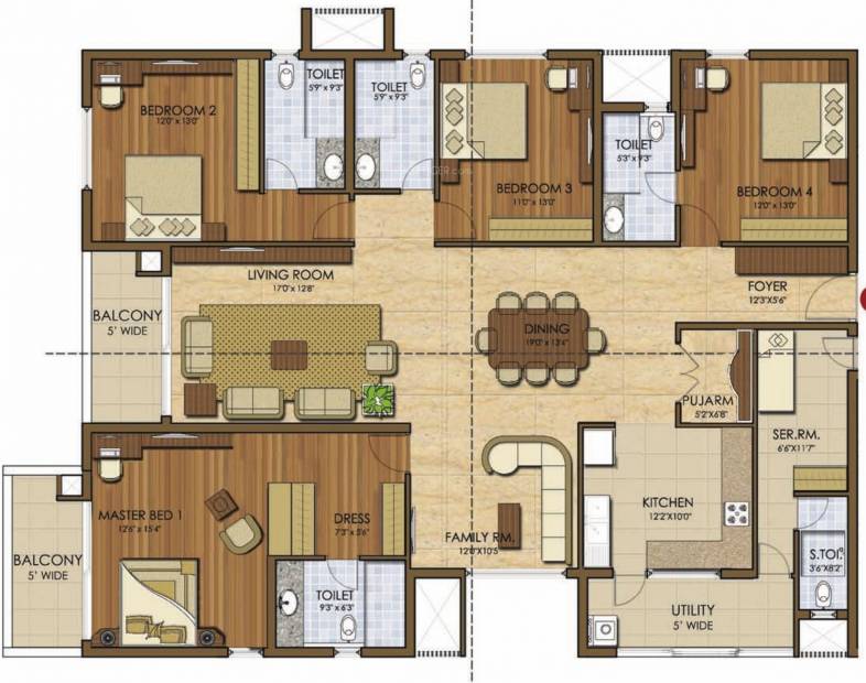 Prestige Ivy League (4BHK+5T (3,049 sq ft) + Servant Room 3049 sq ft)