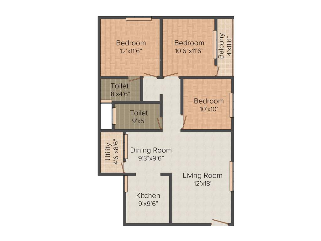 Shivaganga Parkview (3BHK+2T (1,295 sq ft) 1295 sq ft)