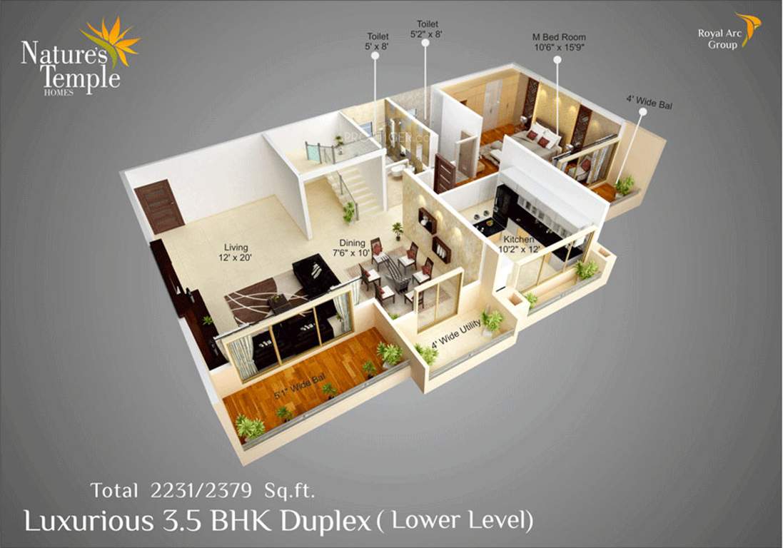 Royal Arc Natures Temple Homes (3BHK+3T (2,379 sq ft) 2379 sq ft)