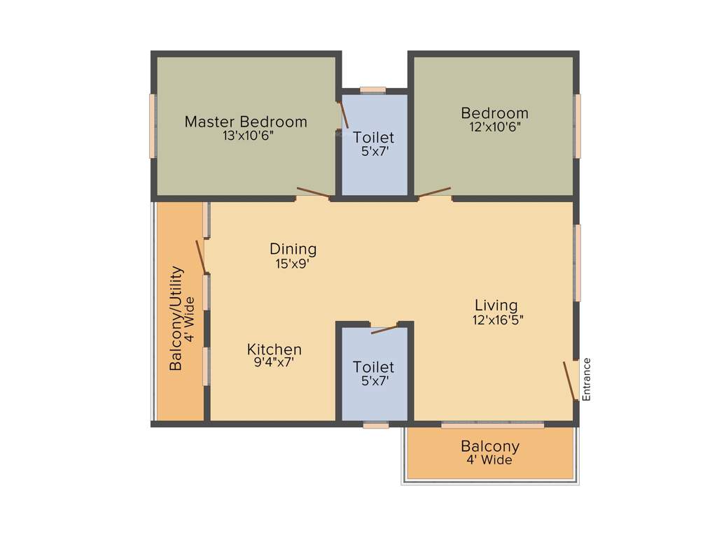 Subhodayaraga Laurus (2BHK+2T (1,285 sq ft) 1285 sq ft)
