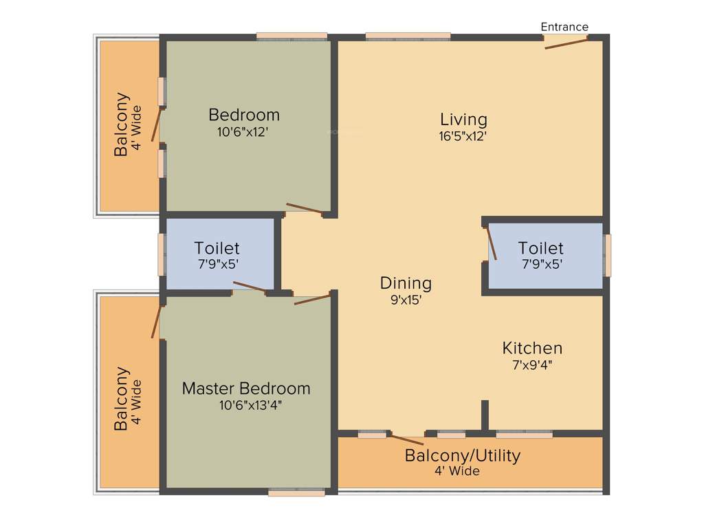 Subhodayaraga Laurus (2BHK+2T (1,361 sq ft) 1361 sq ft)