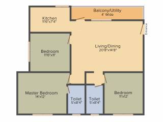 Subhodayaraga Laurus (3BHK+2T (1,558 sq ft) 1558 sq ft) Subhodayaraga Laurus (3BHK+2T (1,558 sq ft) 1558 sq ft)