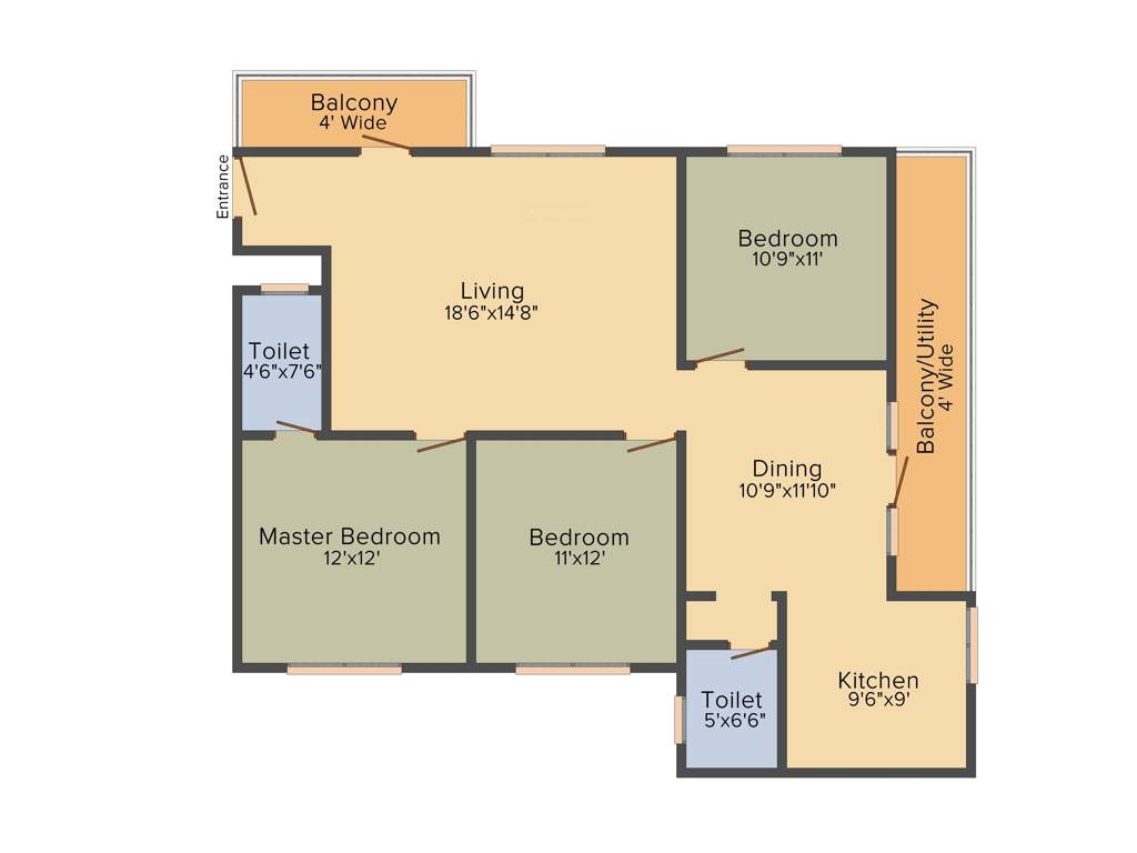 Subhodayaraga Laurus (3BHK+2T (1,673 sq ft) 1673 sq ft)