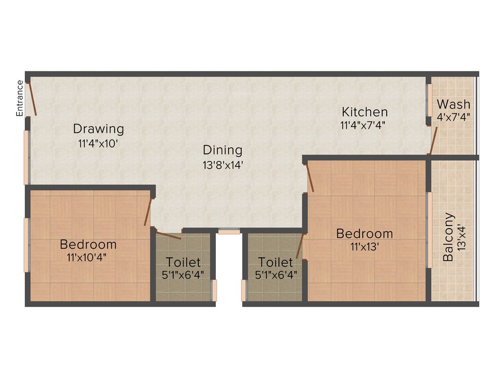 Raghavendra Ri Elegance (2BHK+2T (1,243 sq ft) 1243 sq ft)