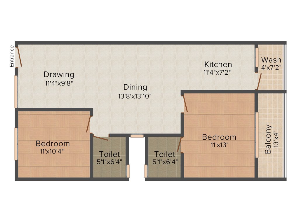 Raghavendra Ri Elegance (2BHK+2T (1,233 sq ft) 1233 sq ft)