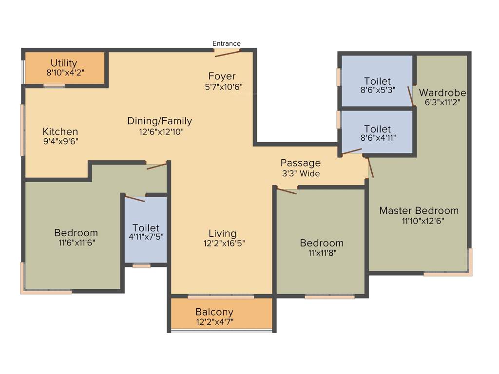 Kumar Princetown Royale (3BHK+3T (1,773 sq ft) 1773 sq ft)