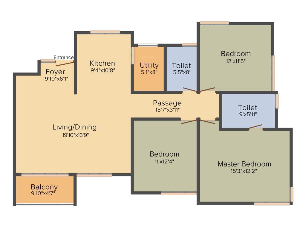 Kumar Princetown Royale (3BHK+2T (1,584 sq ft) 1584 sq ft)