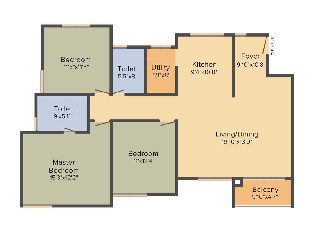 Kumar Princetown Royale (3BHK+2T (1,615 sq ft) 1615 sq ft)