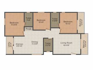 Jupiter Commanders Galaxy (3BHK+3T (1,440 sq ft) 1440 sq ft)
