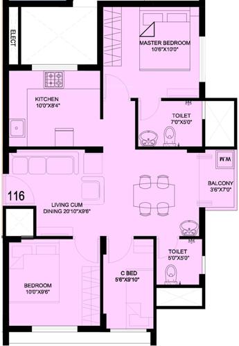 Red Village Phase III (2BHK+2T (890 sq ft) 890 sq ft) Red Village Phase III (2BHK+2T (890 sq ft) 890 sq ft)
