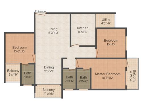 Red Palm Hills (3BHK+3T (1,365 sq ft) 1365 sq ft)